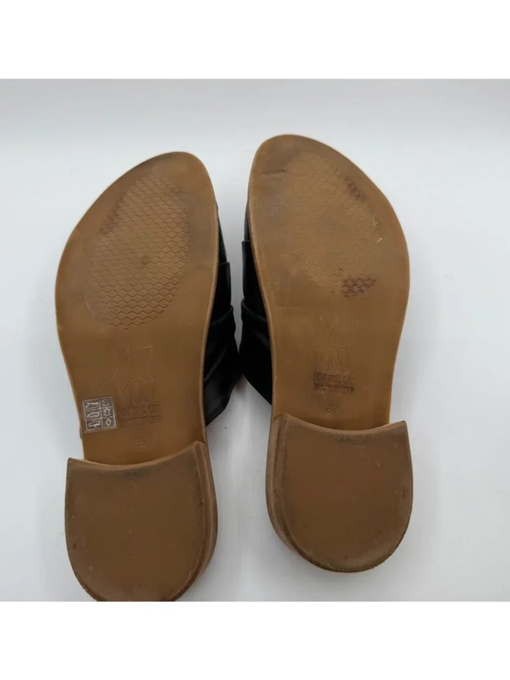Miz Mooz Delilah Leather Slides Sandals Black Women Size 39/8.5 Open Toe Shoes